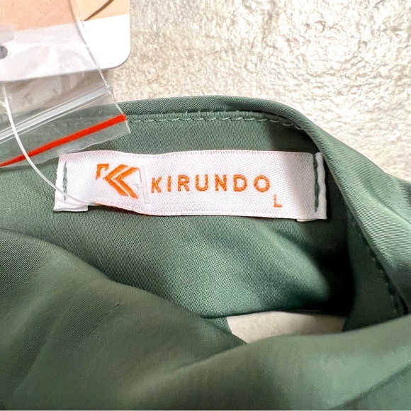 NWT KIRUNDO Women Satin Mock Neck Party Cocktail Midi Dress Wrap Ruffle size L - Picture 5 of 12